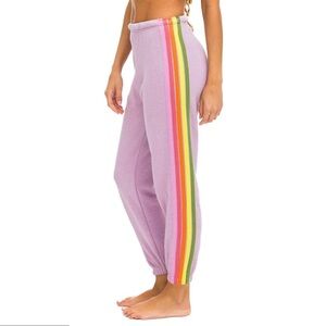 5 STRIPE SWEATPANTS - MAUVE // PINK // GREEN size medium